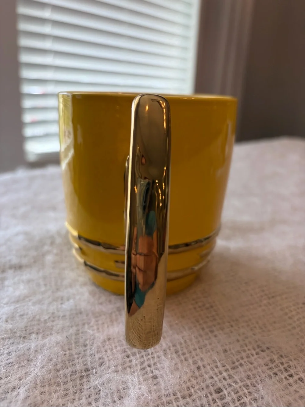 Star Trek star fleet stoneware yellow coffee mug.  22oz.